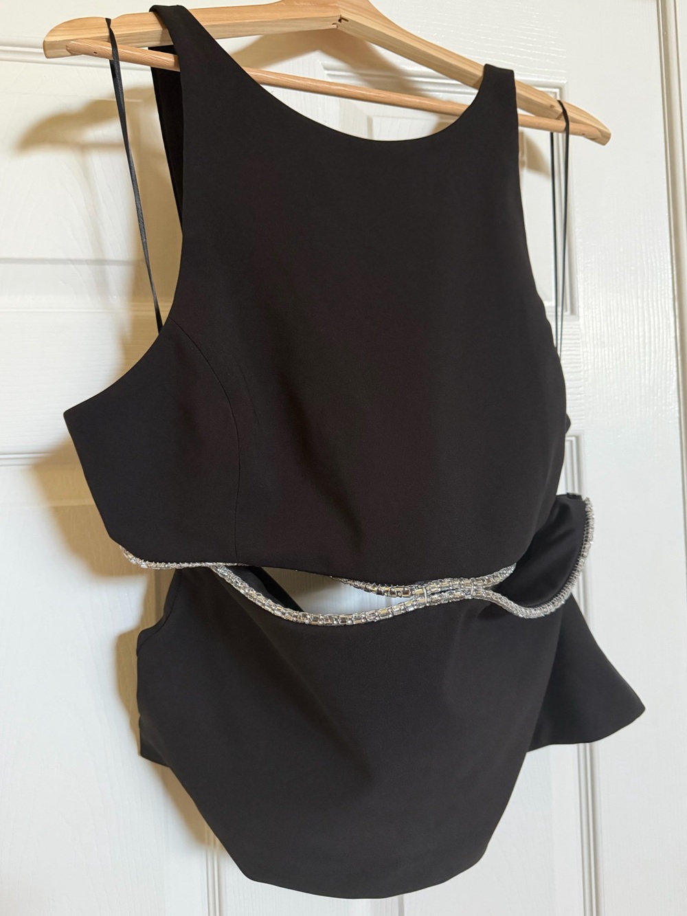 Zara Black Tank Top with Rhinestone Cutout Trim - Picture 9 of 9